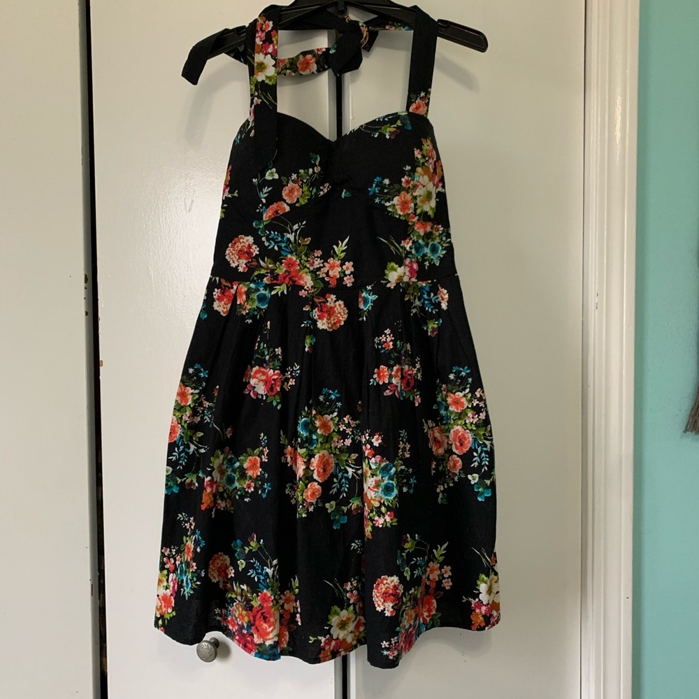 Floral halter cocktail dress